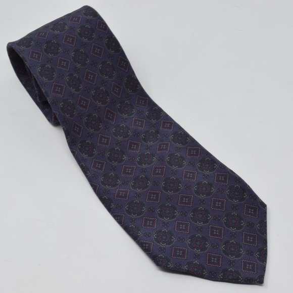 Lanvin 100% Silk Neck Tie Italy Purple Pattern - Picture 2 of 9